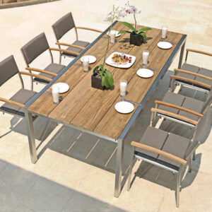 Zebra Ausziehtisch Kubex 7515 Edelstahl/Teakholz
