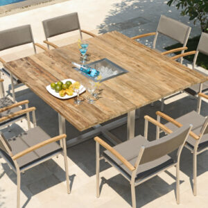 Zebra Tisch Quadux 7420 Edelstahl/Teakholz