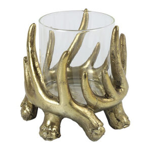 Teelichthalter "GEWEIH LODGE" gold