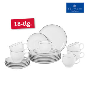 Seltmann Weiden Kaffeeservice Lido Black Line rund 18tlg - sofort verfügbar!