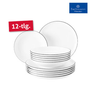 Seltmann Weiden Tafelservice Lido Black Line rund 12tlg - sofort verfügbar!